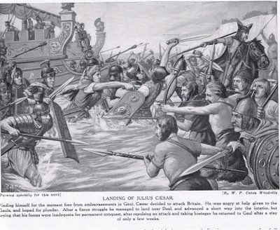 Landing af Julius Cæsar, illustration fra 