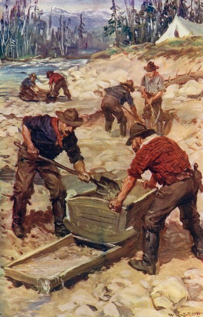 Guldvask på bredden af Frazer (farve litho) af W.R.S. (after) Stott