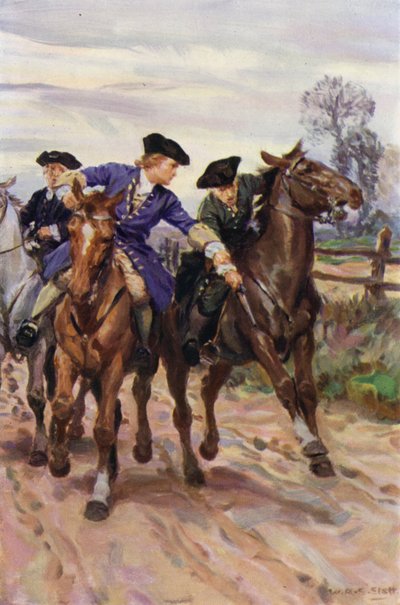 "Jones greb øjeblikkeligt fat i fyrens hånd" (farve litho) af W.R.S. (after) Stott