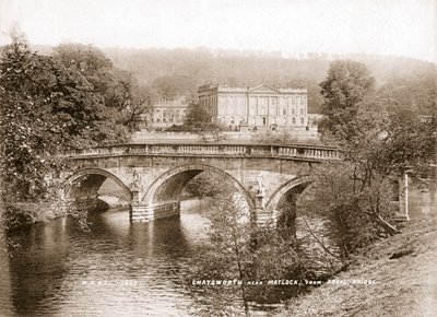 Chatsworth House og broen over floden Derwent, Derbyshire, 1853 af WR and S