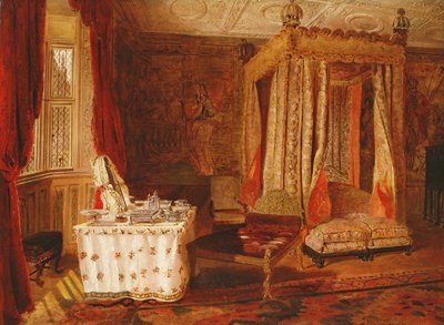Interiør af et soveværelse i Knole, Kent af W.S.P. Henderson