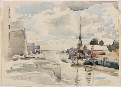 Maldon, Essex (farve, blyant og wc på papir) af W.T.M. Hawksworth