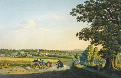 Udsigt over Alt Haldensleben graveret af Carl August Richter (1770-1848) (stik med akvarel) af W. (after) Behrendsen