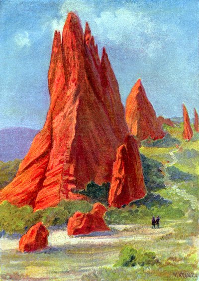 The Garden of the Gods i Colorado, ca. 1880 (gravering) af W. (after) Kranz