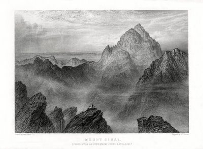 Sinai-bjerget: Jebel Musa set fra Jebel Katharina, 1887. af W. Forrest