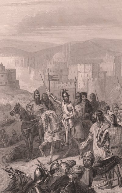Marshal de Boucicault tvinger Sultan Bayezid til at stoppe belejringen af ​​Konstantinopel af John Ward Dunsmore