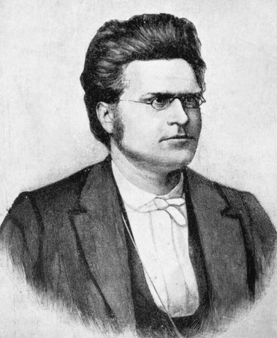 Portræt af Bjornstjerne Martinius Bjornson (1832-1910), norsk forfatter, digter og dramatiker, træsnit efter fotografi af Budtz Mueller og co. af John Ward Dunsmore