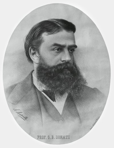 Portræt af Giovanni Battista Donati (1826-1873), italiensk matematiker og astronom, gravering af John Ward Dunsmore