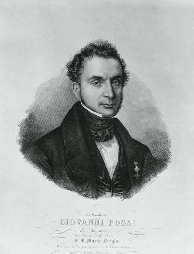 Portræt af Giovanni Rossi (1800-tallet), italiensk kirurg, gravering efter maleri af Enrico Bandini (1807-1888) af John Ward Dunsmore
