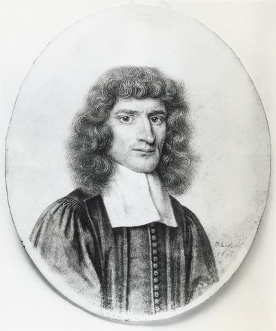 Portræt af Isaac Barrow (1630-1677), engelsk kristen teolog og matematiker, gravering af John Ward Dunsmore