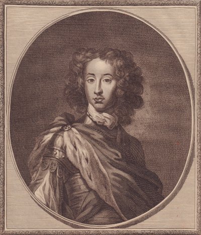 Portræt af Vilhelm af Danmark og Norge, hertug af Gloucester (1689-1700), kobberstik af John Goldar (1729-1795) fra maleri af G Kneller, 20x17 cm, fra History of England af Paul de Rapin, Harrison