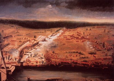 Slaget ved New Orleans (farve litho) af John Ward Dunsmore