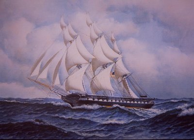 USS Constitution (farve litho) af John Ward Dunsmore