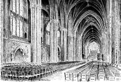 Interiør af Bristol Cathedral, 1908-1909. af W. Gilliard