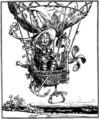 Illustration fra børnebogen The Adventures of Uncle Lubin, 1902. af William Heath Robinson