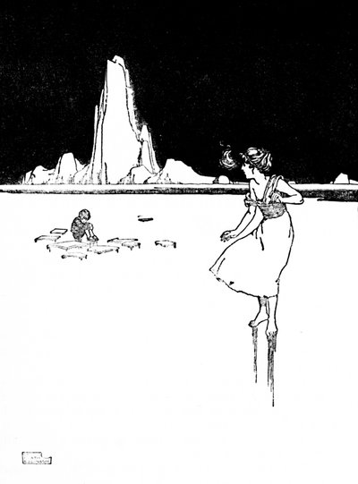 Hun kom ind i den store, kolde, tomme sal, c1930 af William Heath Robinson
