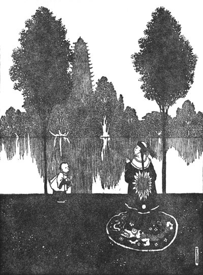 De tilbad byen, paladset og haven, c1930 af William Heath Robinson