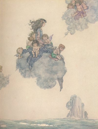 Med The Rest of Her Children of Air, Soared High Above the Rosy Cloud, c1930 af William Heath Robinson