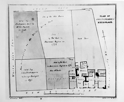 Plan over Shakespeares fødested af W. Heming
