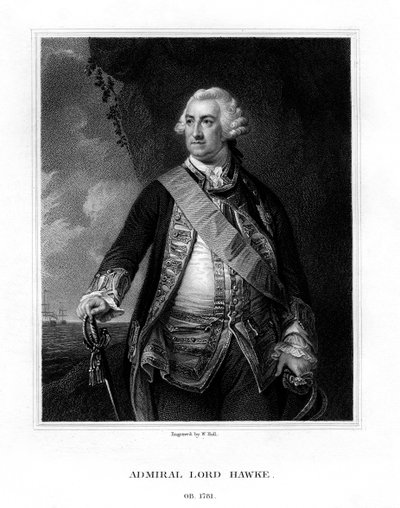 Edward Hawke, 1st Baron Hawke, britisk admiral, 1833. af W. Holl