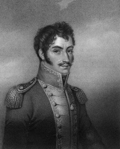 Simon Bolivar, sydamerikansk revolutionær fra det 19. århundrede, 1836. af W. Holl