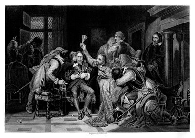 Charles I i vagtværelset, 1860 af W. Hulland
