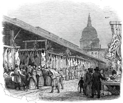 Newgate Market, juleaften, 1845. af W. J. Linton