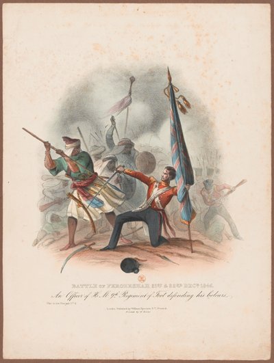 ?Slaget ved Ferozeshah 21. og 22. december 1845. En officer fra HM 9. Regiment, der forsvarer sine farver? af W. Kohler