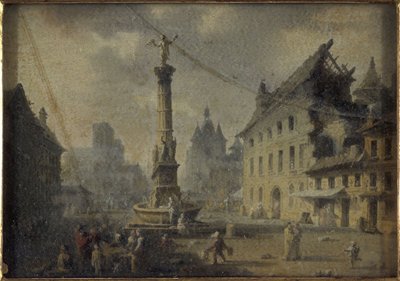 Place du Châtelet, i 1809, i 1809 (olie på silke, glas) af W. Lebelle
