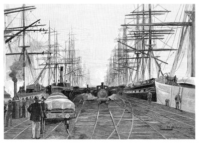 Port of Melbourne, Victoria, Australien, 1886. af W. Mollier