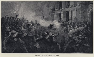 Astor Place Riot i 1849 (litho) af W. P. Snyder