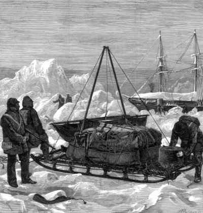 Forbereder sig på at starte på en slædetur i Arktis, 1875. af W. Palmer