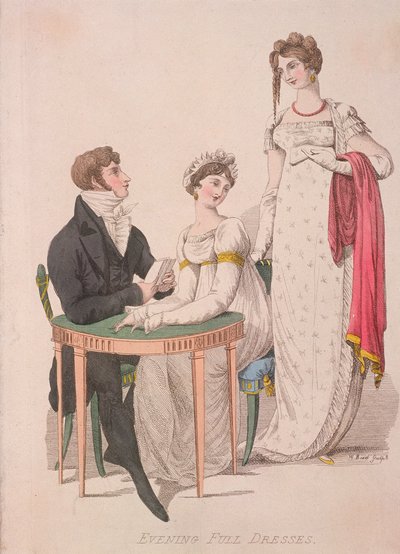 To kvinder og en mand iført hel aftenkjole, c1810 af W Read