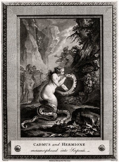 Cadmus og Hermione, metamorfoseret til slanger, 1776 af W. Walker