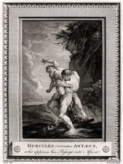 Hercules overvinder Antaeus, der modsætter sig hans passage ind i Afrika, 1775 af W. Walker