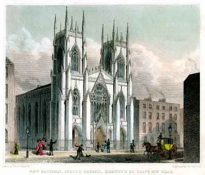 New National Scotch Church, Sidmouth Street og Grays Inn Road, London, 1829. af W Watkins