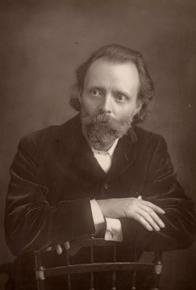 ""(Thomas Henry) Hall Caine (1853-1931) engelsk forfatter. Ledsager til Dante Gabriel Rossetti i slutningen af sidstnævntes liv (1881-1882) (woodburytype) af W. and D. (after) Downey
