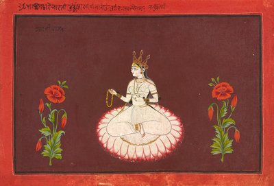 Saraswati, folio fra en gudinde-serie, ca. 1680-1700. af Wajid