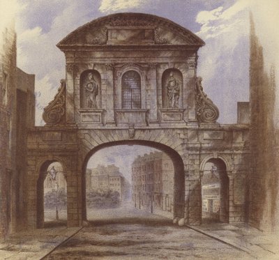 Temple Bar, Fleet Street (chromolitho) af Waldo Sargeant