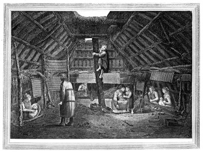 Inde i et hus i Oonalashka, c1776-1779. af Walker