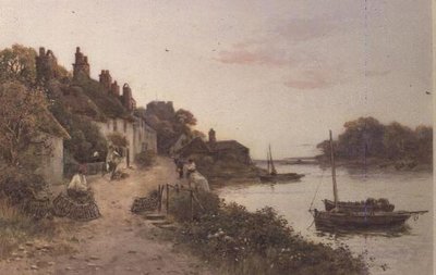 Fiskere i en kornisk landsby (akvarel på papir) af Walker Stuart Lloyd