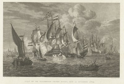 Slaget ved Zuiderzee mod Bossu, 1573 Slaget ved Zuiderzee mod Bossu, 11. oktober 1573 (titel på objekt) af Walraad Nieuwhoff