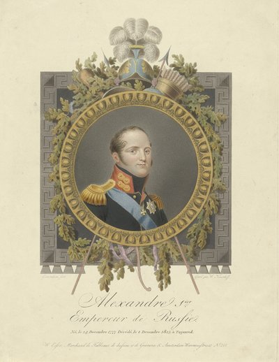 Portræt af kejser Alexander I 1777-1825, 1825 af Walraad Nieuwhoff