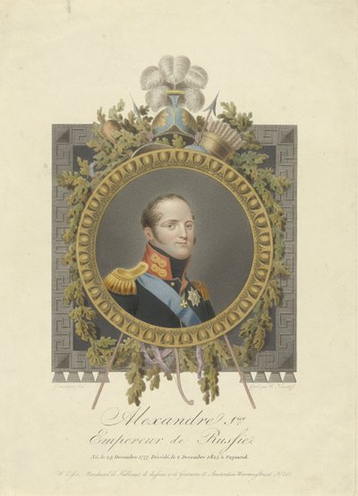 Portræt af zar Alexander den I af Rusland af Walraad Nieuwhoff