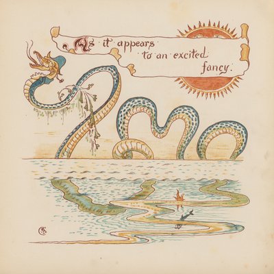 Illustration til Pothooks and Perseverance af Walter Crane (farvelitografi) af Walter (after) Crane