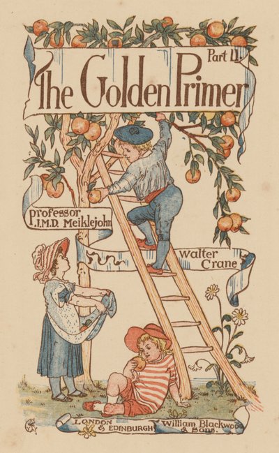 Titelsideillustration til The Golden Primer (farve litho) af Walter (after) Crane