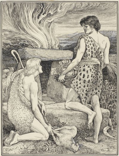 Kain og Abel af Walter Crane (signed by artist)