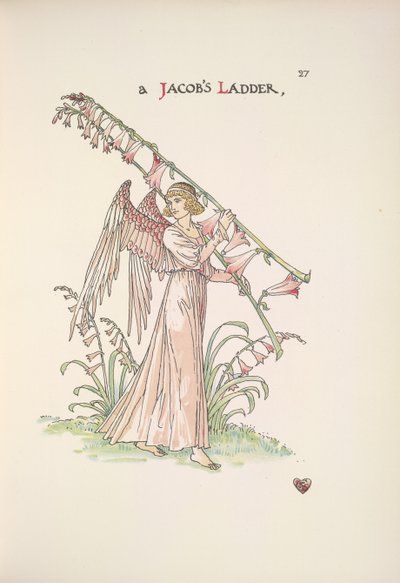 En Jakobsstige. En engel holder en stige lavet af planter af Walter Crane