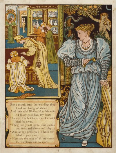 Blåskæg (farve litho) af Walter Crane