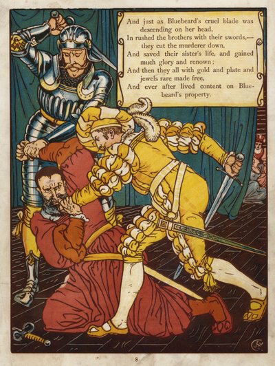Blåskæg (farve litho) af Walter Crane